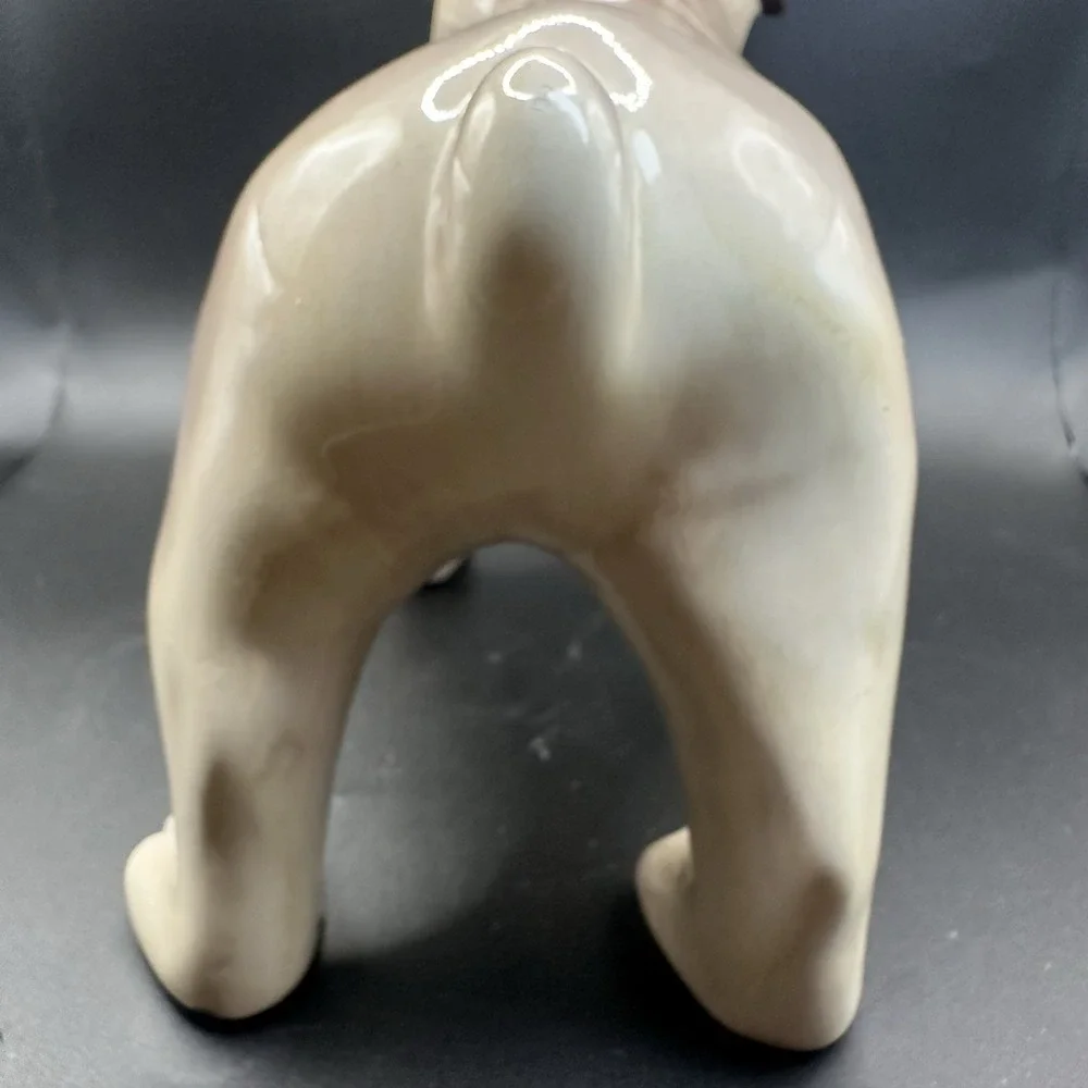 Vintage Bulldog Porcelain Figurine Brown Old Money Decor‎ 8 Inch Tall 10.5